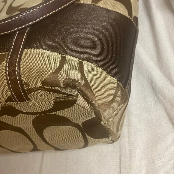 Coach Signature C Canvas Tote Bag, Brown, Brass Hardware - Picture 9 of 10